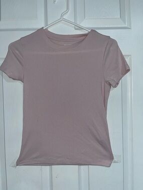 Hollister Pastel Pink Ribbed Crew Tee T-shirt Size Medium M - Like New
